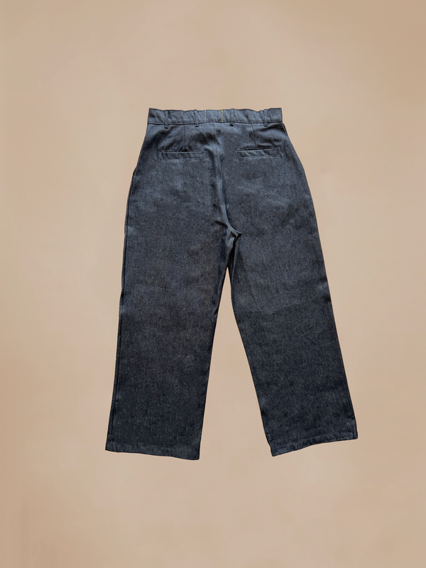 Raw Denim Pleated Pants