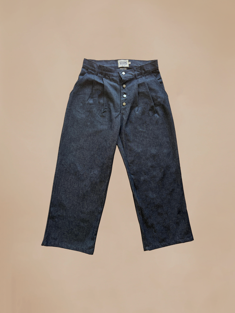 Raw Denim Pleated Pants