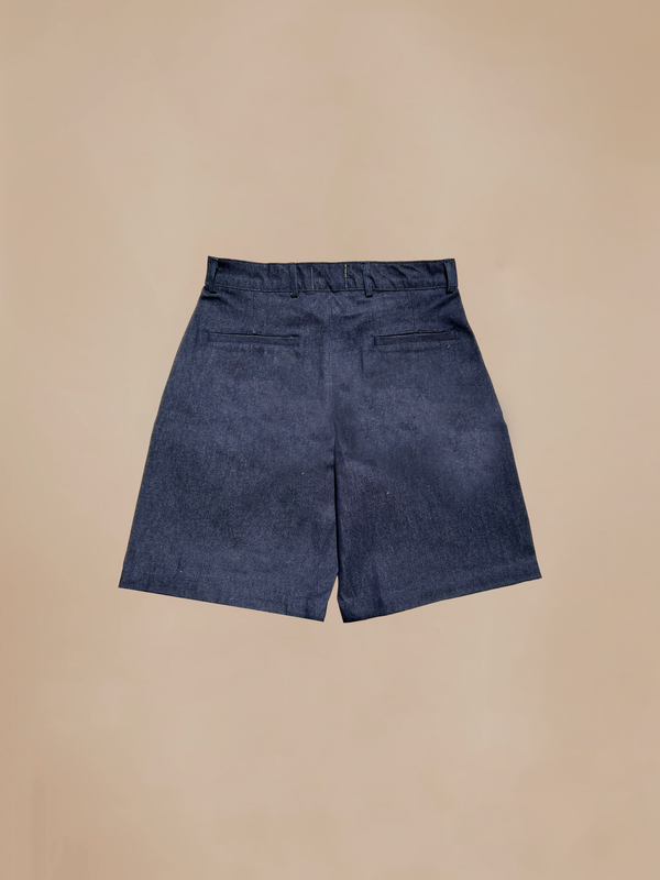 Raw Denim Pleated Shorts